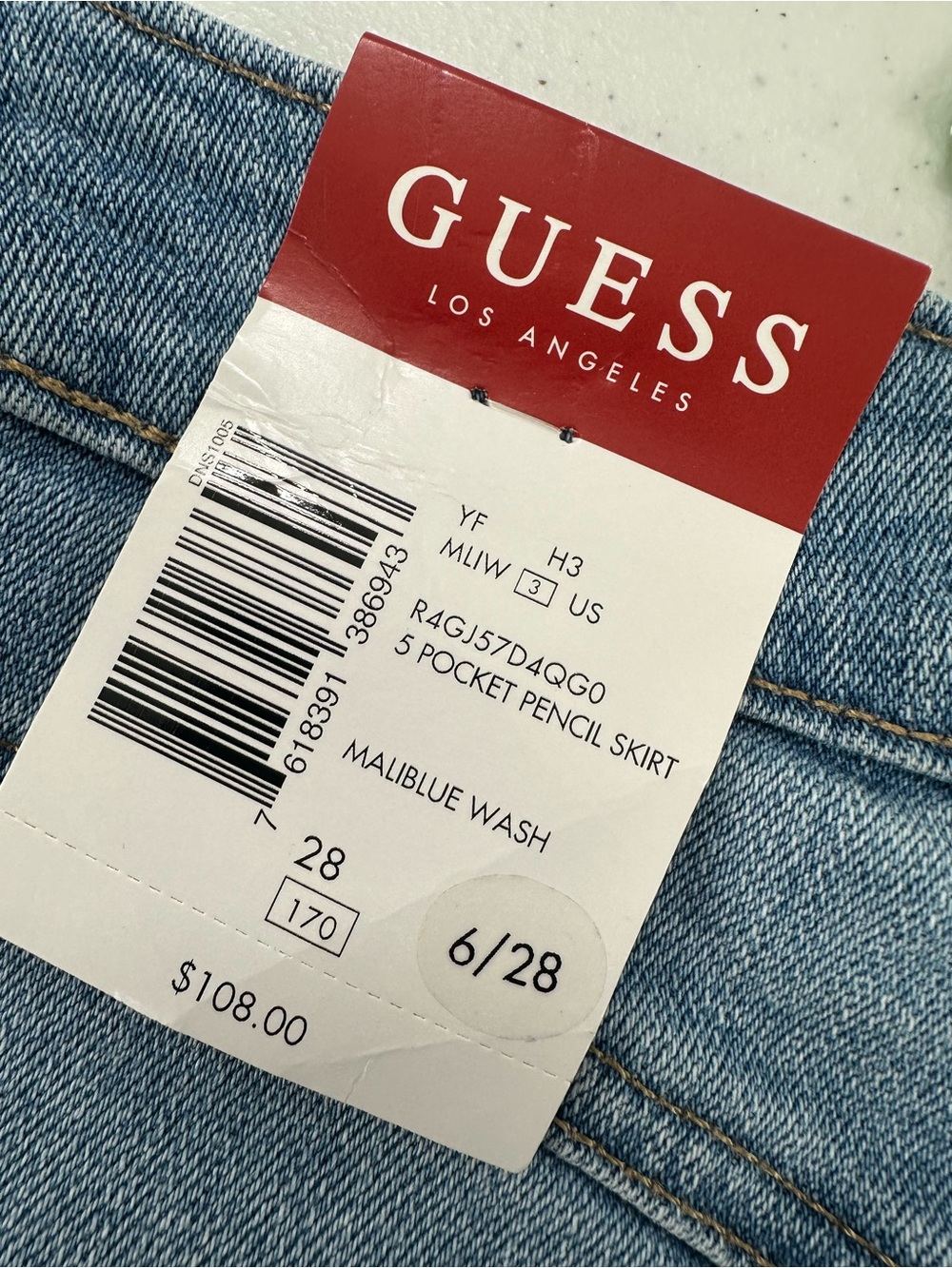 Guess Malibu Wash 5 Pocket Denim Pencil Skirt Y2K 90s Downtown Girl LA 6/28 - Picture 3 of 11